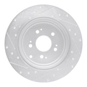 Honda Ridgeline Brake Rotor (1) - Rear Right - R1 Concepts - Drilled & Slotted - Silver - `06-`14